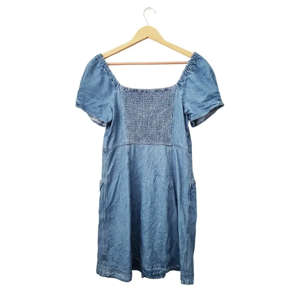 Madewell Denim Puff Sleeve Mini Dress Size 8